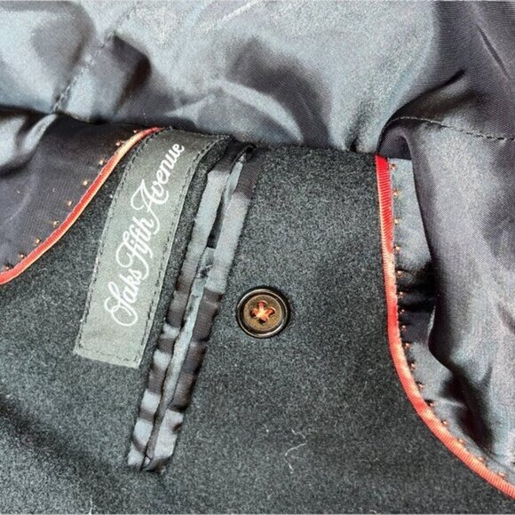 Saks Fifth Avenue Black Wool Cashmere Overcoat women’s Size Small - Picture 5 of 8